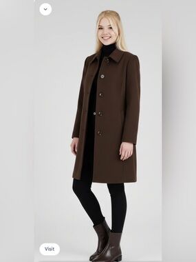 Collection by Gallery Trending Chocolate Brown Button Front Coat Like New Size M
